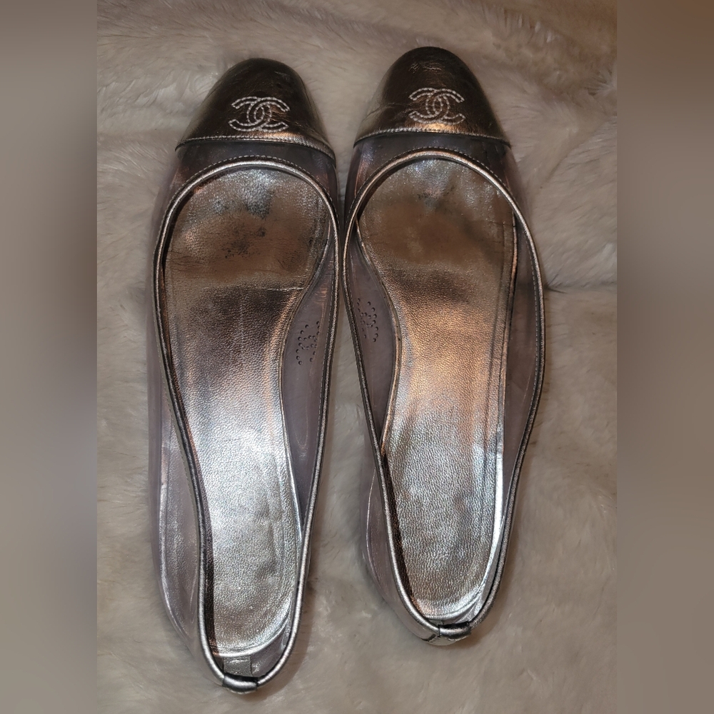 Chanel Authentic clear and silver shoes